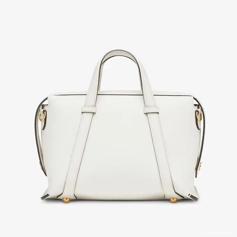 Cheap Bag Fendi 365 In Medium Grained Boston White Leather 0628
